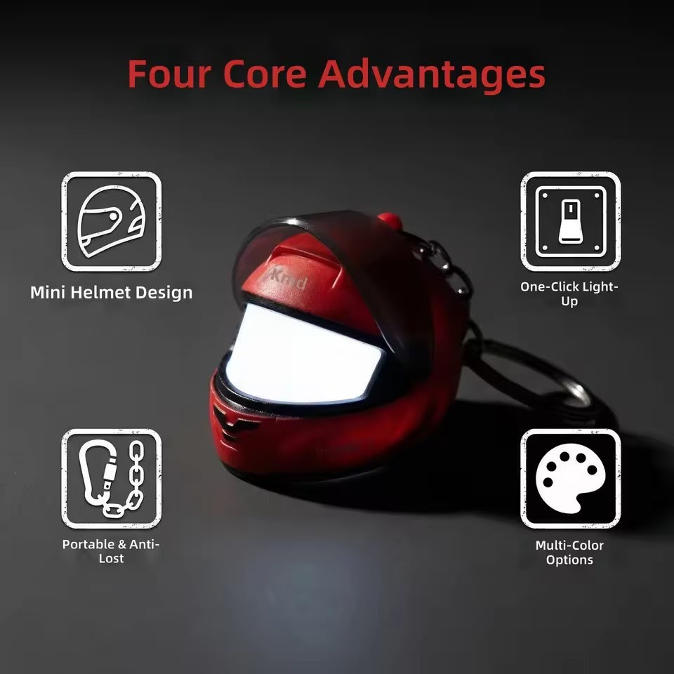 Mini Helmet Charm Keychain with Light