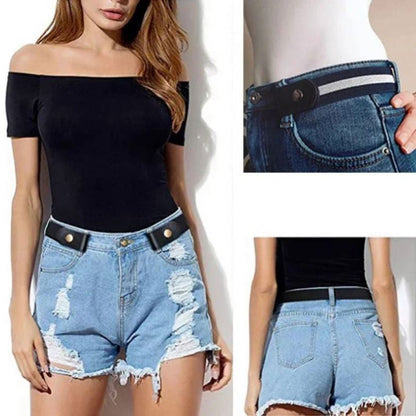 Jeans Invisible Buckle Free Elastic Stretch Waist Belt