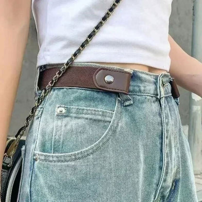 Jeans Invisible Buckle Free Elastic Stretch Waist Belt