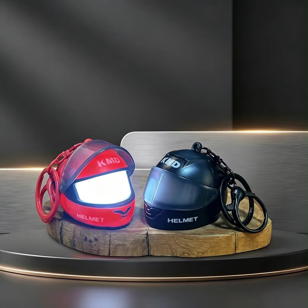 Mini Helmet Charm Keychain with Light