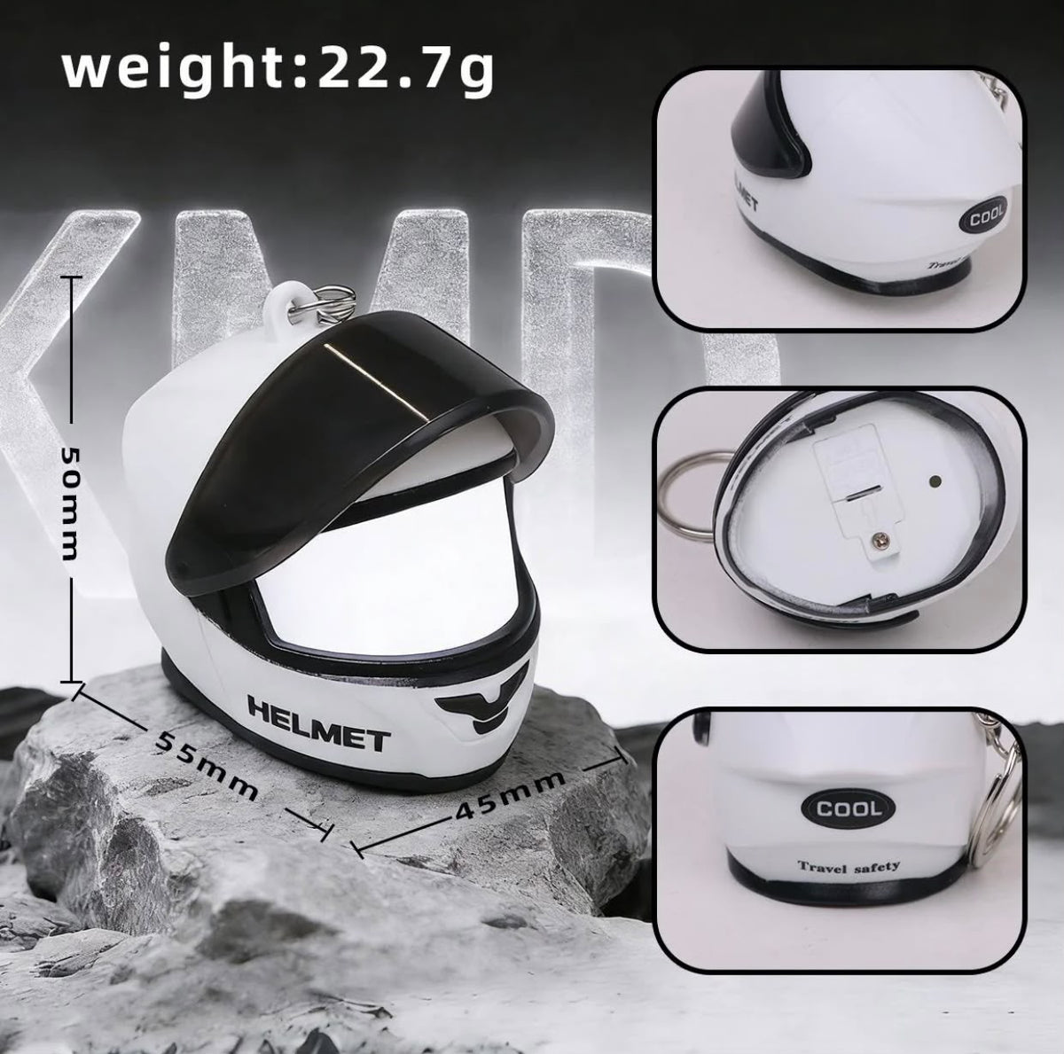 Mini Helmet Charm Keychain with Light