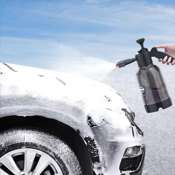 2L Hand Pump Foam Car Wash Sprayer – Air Pressure Cleaning & Gardening Spray Bottle (Black)